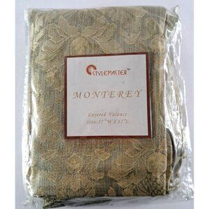 NEW Layered Valance Gold Stylemaster Monterey Damask Tapestry Elegant 57x17